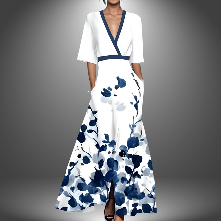 Alexa | Abito Lungo Floreale con Scollo a V Chic